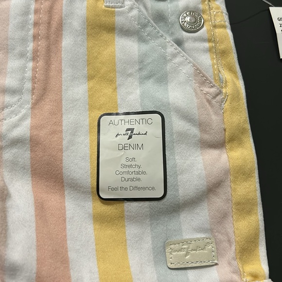 Baby Girl Striped 12 Months Overalls Shorts 7 For All Mankind NWT - Picture 3 of 6